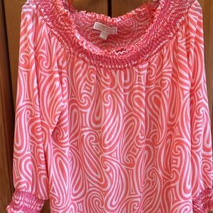 Michael Kors coral and off white off the shoulder or not blouse in Size L